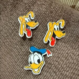 Disney Pluto and Donald Duck Enamel Pins - Yellow, Blue, Red